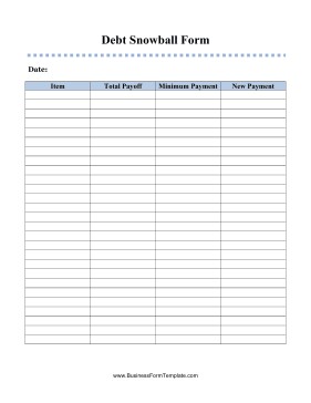 This Debt Snowball Form Is For Setting Up A Payment Document Dave Ramsey Printable