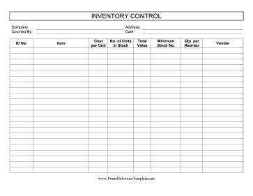 This Printable Inventory Control Log Keeps Track Of Stock Levels And Document Craft Business Template
