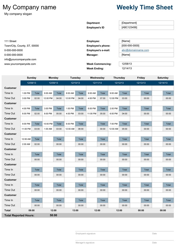 Timesheet For Multiple Jobs Free Times Sheet Excel Document Template With Tasks
