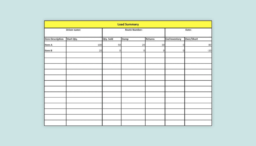 Track Truck Inventory On A Spreadsheet LaceUp Document