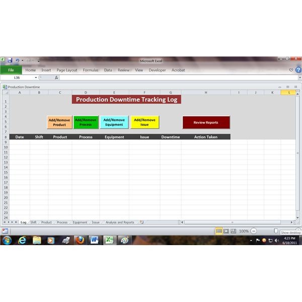 Tracking Production Downtime In Excel Free Template Instructions Document