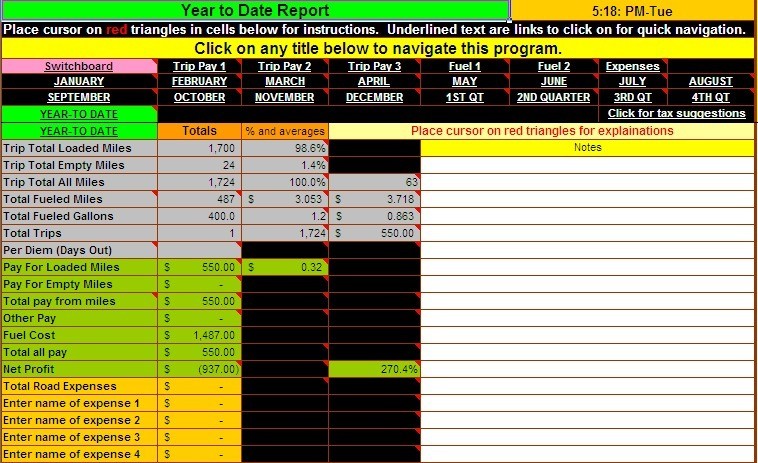 Truck Driver Accounting Software Spreadsheet Program From Dieselboss Document Free Trucking