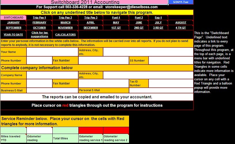 Truck Driver Accounting Software Spreadsheet Program From Dieselboss Document Trucking Spreadsheets