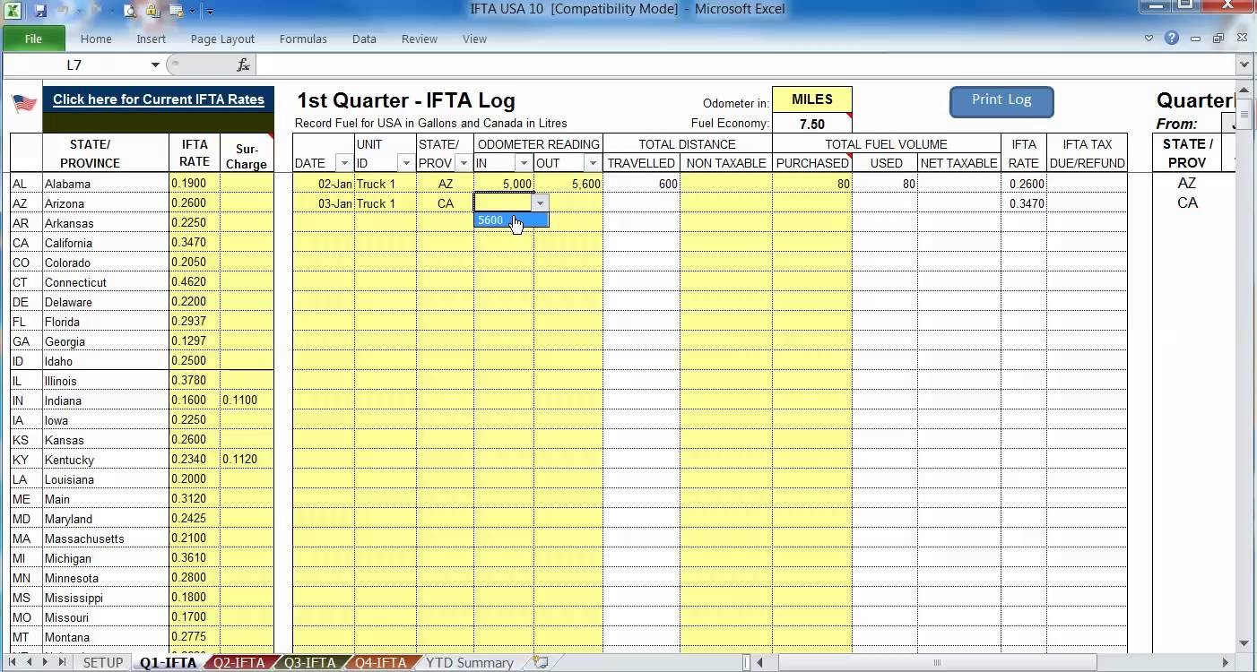 Truck Driver Accounting Spreadsheet 2018 Excel Google Document