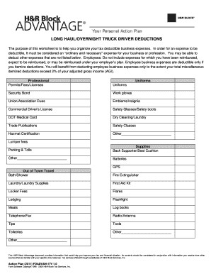 Truck Driver Expense Blank Forms Fill Online Printable Fillable Document Tax Deduction Worksheet For