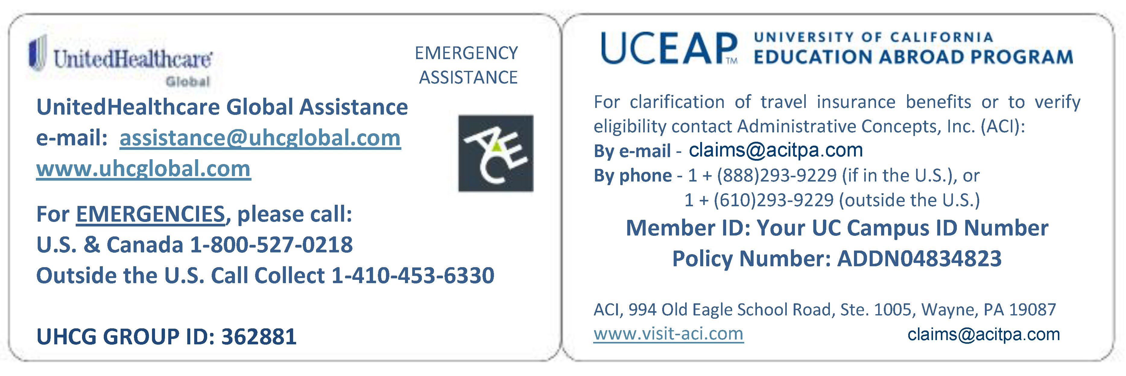 UCEAP Guide To Study Abroad 2010 2011 Document Uceap Travel Insurance Card