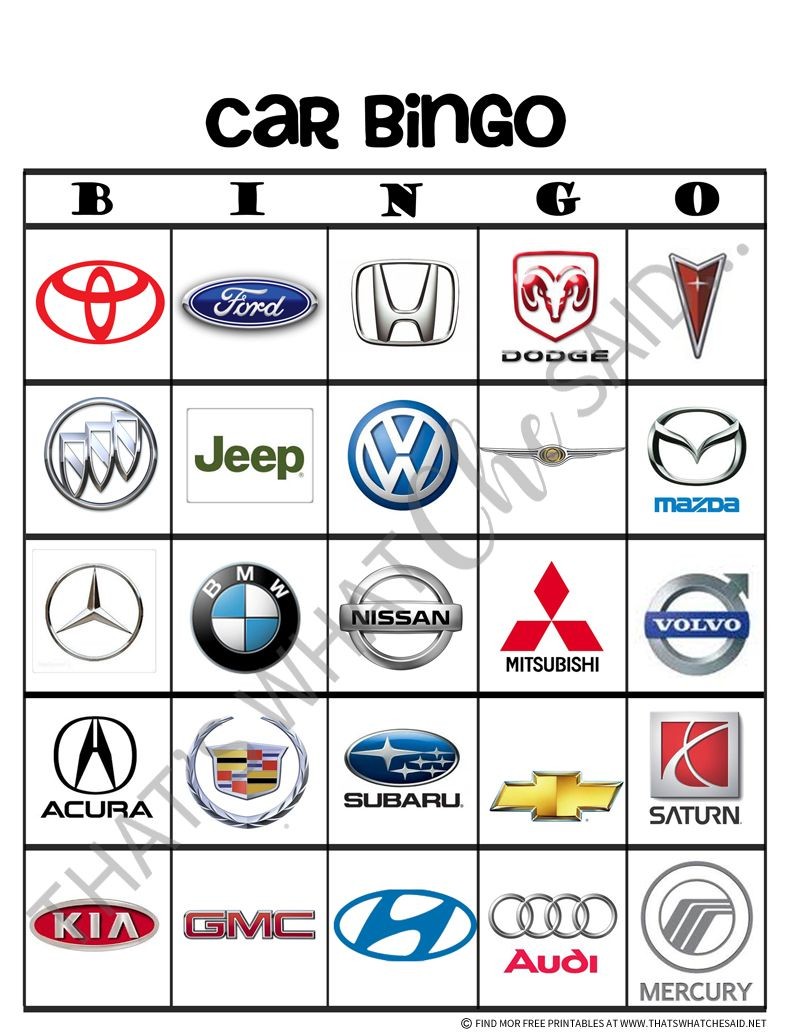 Vehicle Brand Car Bingo Printable Sheet Disney In 2018 Pinterest Document Auto