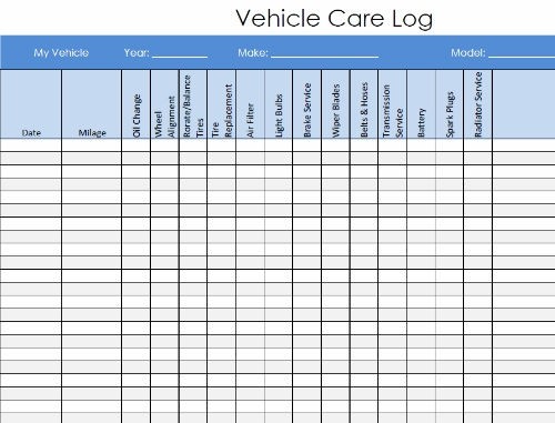 Vehicle Maintenance And Service Log PDF Template Document Car Pdf