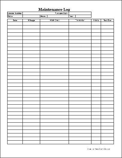 Vehicle Maintenance Log Sheet New Business Pinterest Document Fleet Spreadsheet