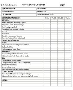 Vehicle Maintenance Log Sheet Template Car Tips Document Service