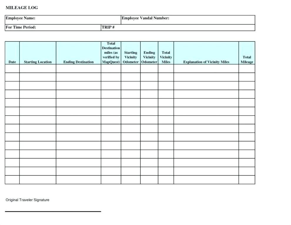 Vehicle Mileage Log Excel Business Tracking Spreadsheet Document