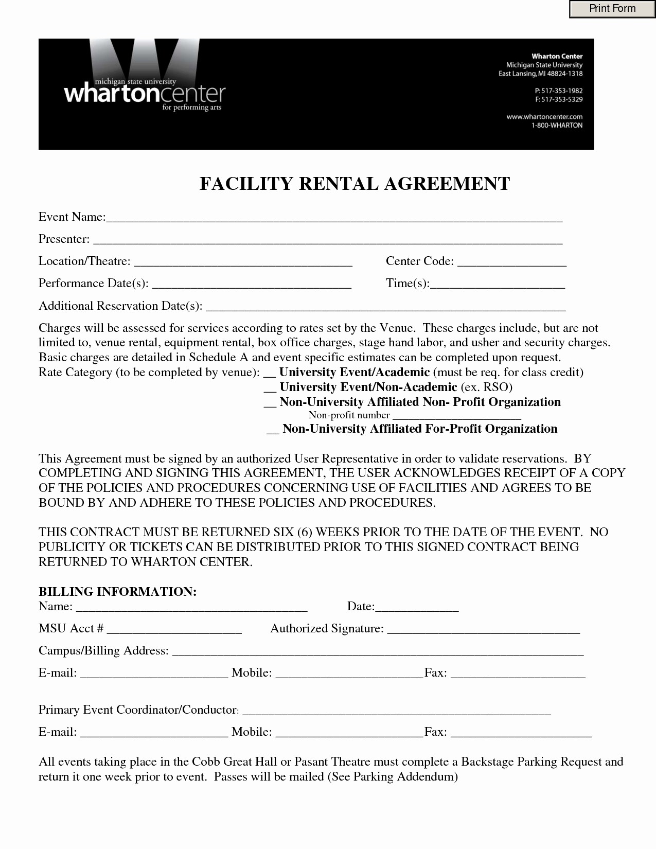 Venue Rental Contract Template Free Beautiful Document