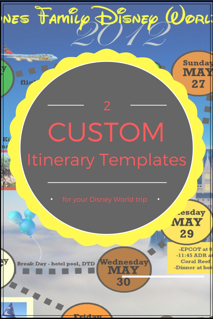 WDW Itinerary Templates Free Printable Available In Both Word Document Disney