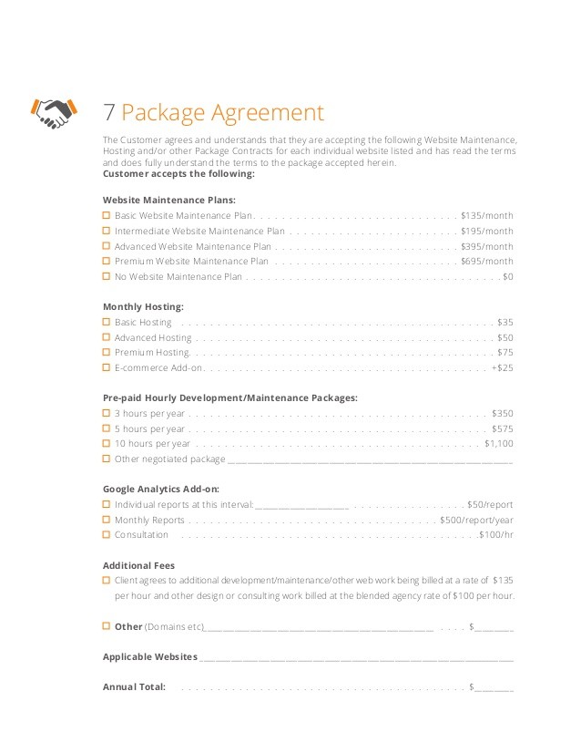 Web Capabilities And Maintenance Plan Document Website Contract Template
