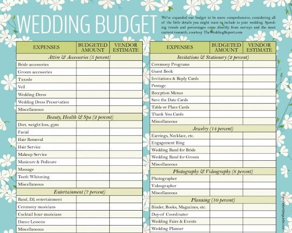 Wedding Budget Template 13 Free Word Excel PDF Documents Document Printable
