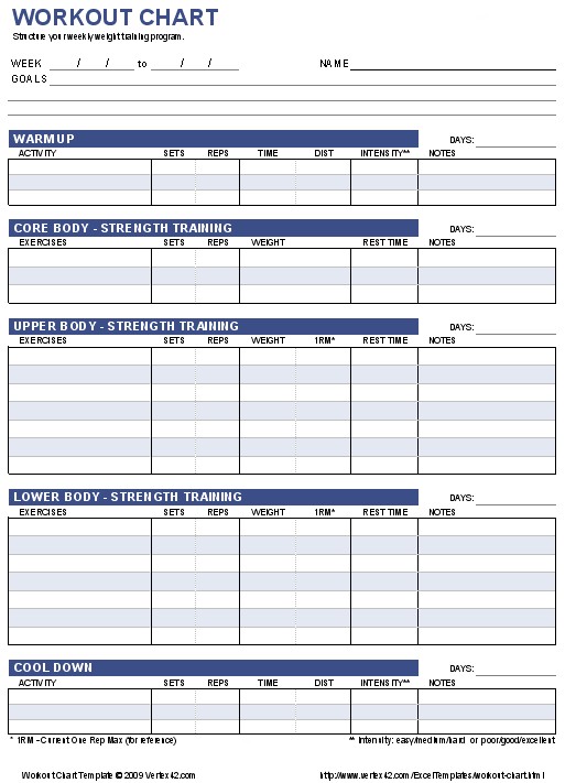 Weight Training Plan Template For Excel Document Personal Plans