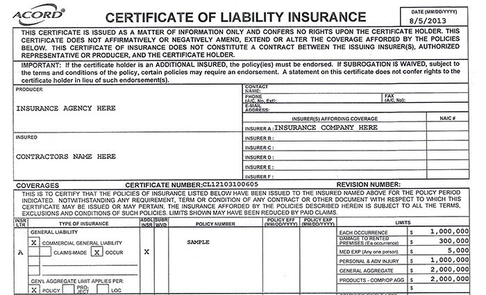 What S The Difference Between My General Liability Policy And Document Certificate Of Coverage Insurance