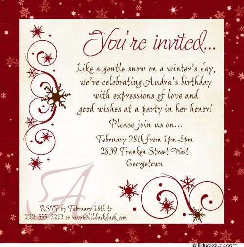 Woman S Birthday Lunch Invitation Winter Party Chic Parties Document Wording