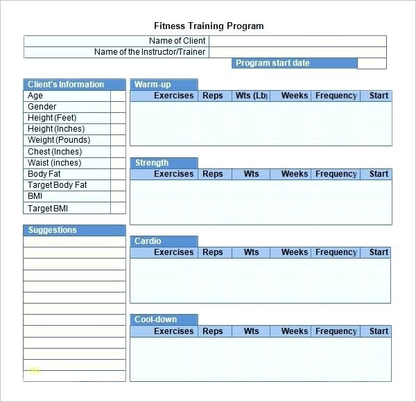 Workout Plan Spreadsheet Template Excel Fresh Document Personal Training Plans