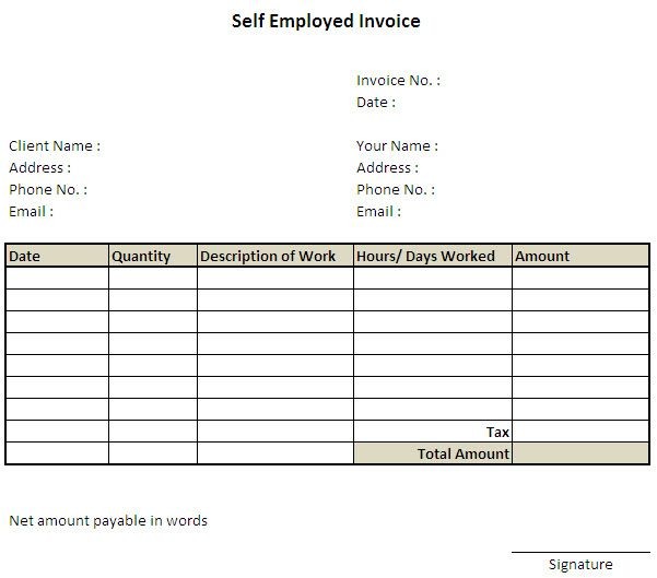 11 Self Employed Invoice Template Uk 7 Document Excel