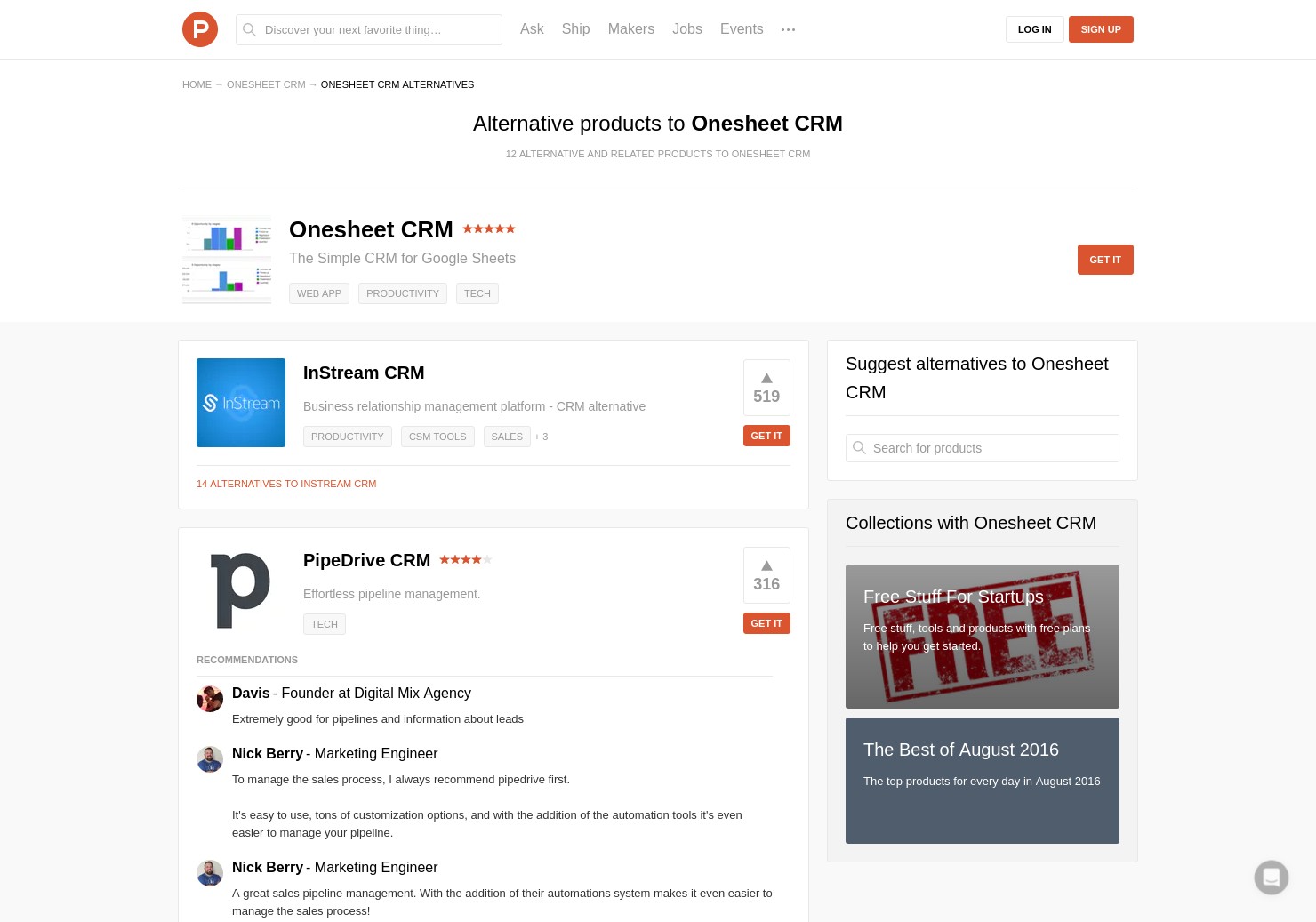12 Alternatives To Onesheet CRM Product Hunt Document Crm