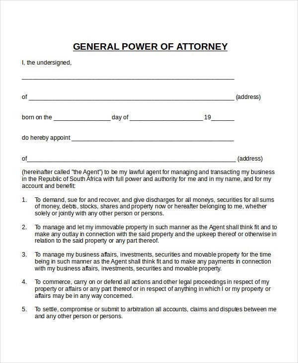 15 Power Of Attorney Templates Free Sample Example Format Document Business