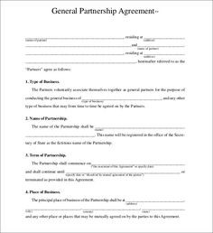 18 Best Partnership Agreement Templates Images On Pinterest Sample Document Free Template