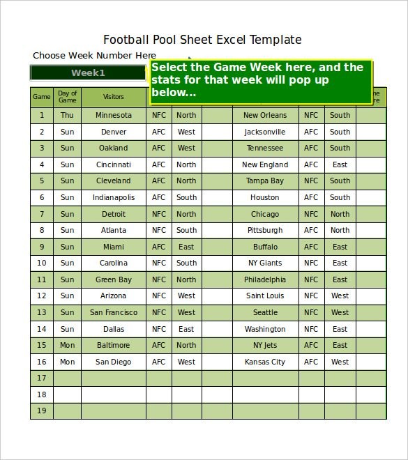 19 Football Pool Templates Word Excel PDF Free Premium Document Weekly Spreadsheet