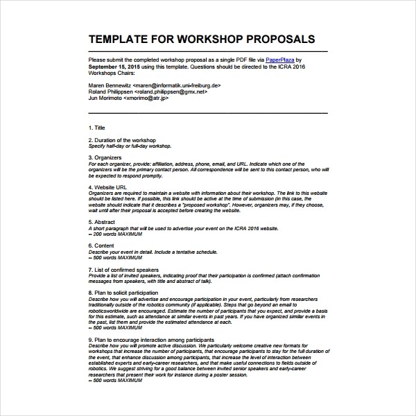 2 How To Write A Workshop Proposal PDF Free Premium Templates Document Sample