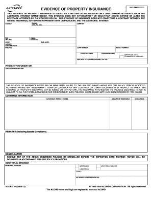 2009 2018 Form Acord 27 Fill Online Printable Fillable Blank Document Insurance