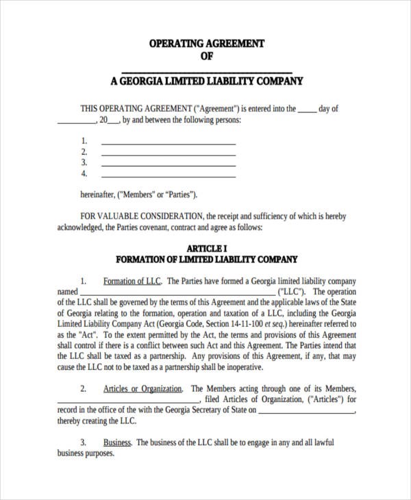 49 Examples Of Partnership Agreements Document Operating Agreement Sample