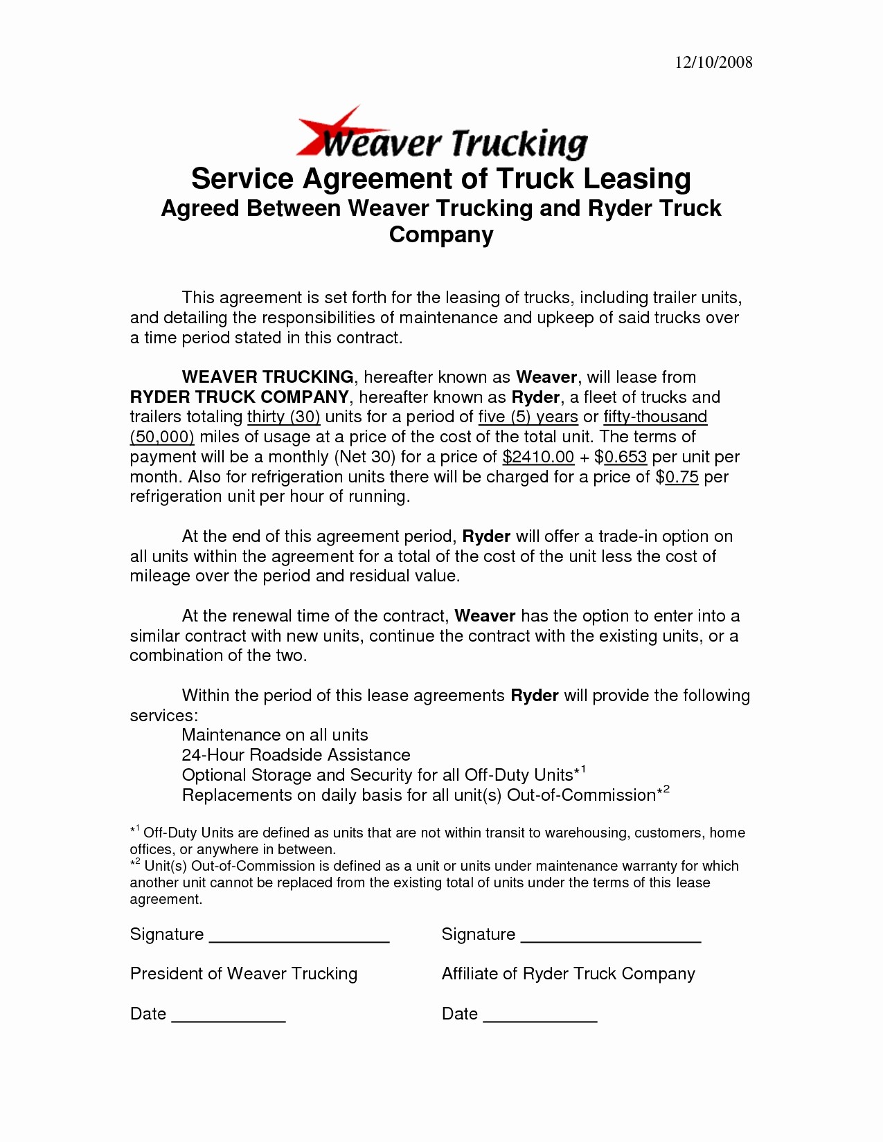 50 Elegant Truck Driver Contract Agreement Template DOCUMENTS Document