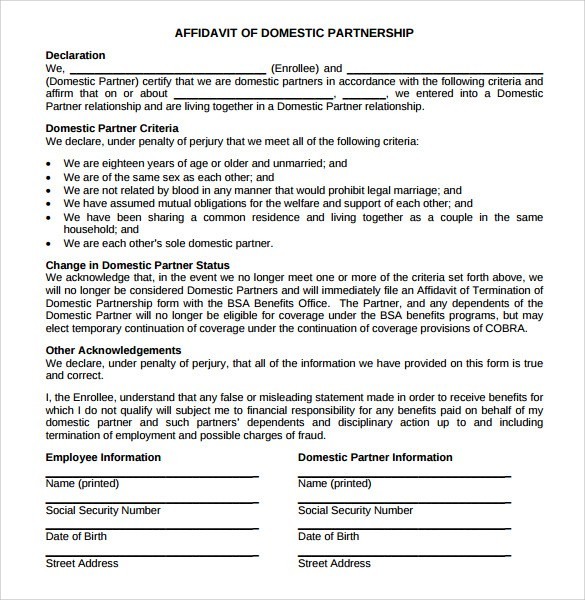 50 New Images Domestic Partner Agreement Sample Document
