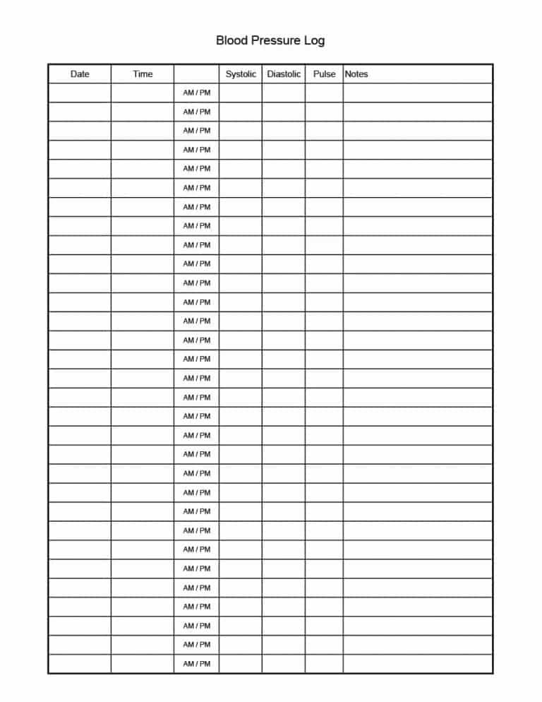 56 Daily Blood Pressure Log S Excel Word PDF Document