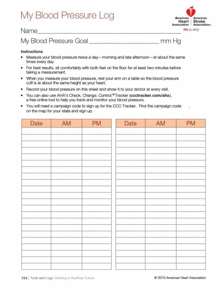 56 Daily Blood Pressure Log Templates Excel Word PDF Document Template
