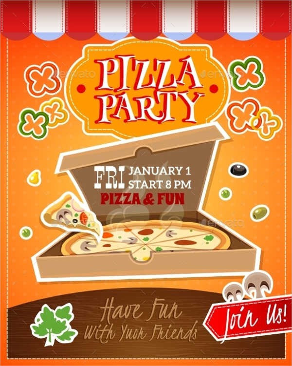 7 Pizza Party Flyers Design Templates Free Premium Document Template