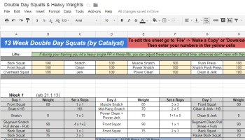 7 Week Squat Emphasis Spreadsheet All Things Gym Document Weight Lifting Spreadsheets
