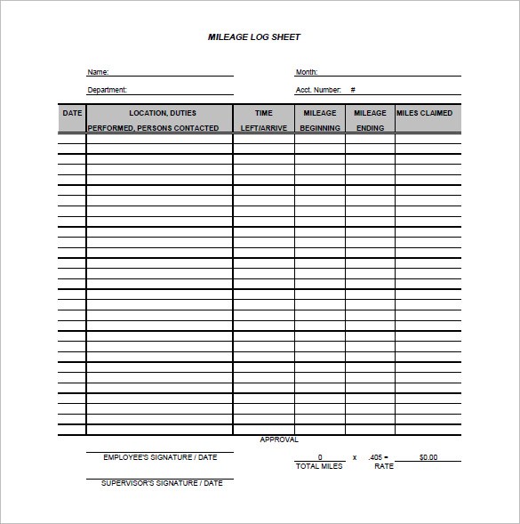 9 Mileage Log Templates DOC PDF Free Premium Document Business Spreadsheet