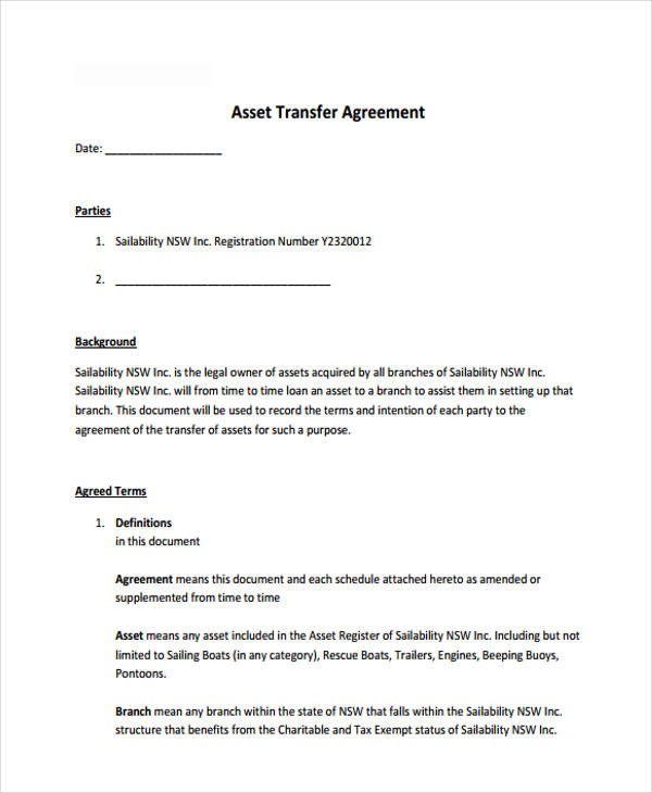 9 Transfer Agreement Templates Free Sample Example Format Document Ownership Contract Template