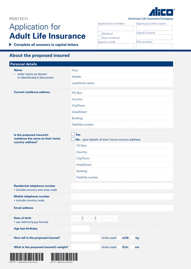 AIG Life Insurance Application Form Robert Hempsall Information Document Aig