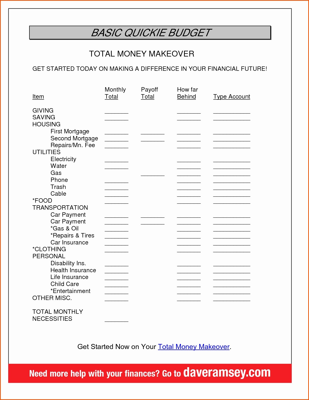 Allocated Spending Plan Awesome Dave Ramsey Business Document Excel