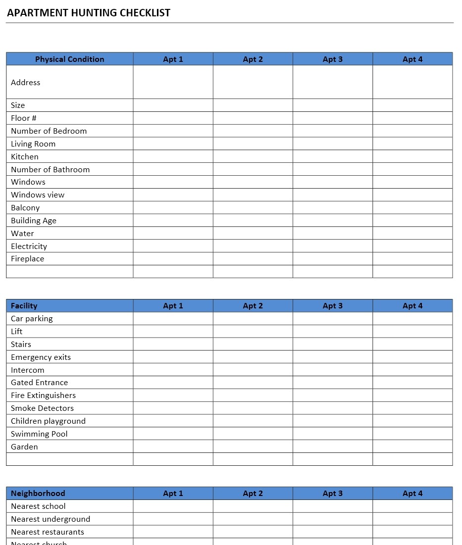 Apartment Comparison Checklist Charlotte Clergy Coalition Document