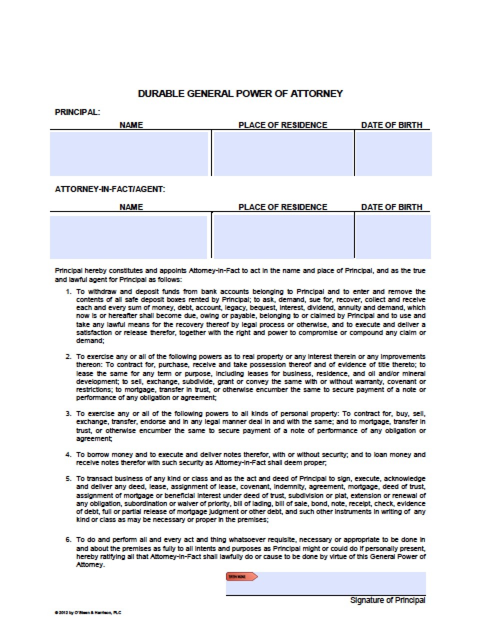 Arizona Durable Financial Power Of Attorney Form Document General