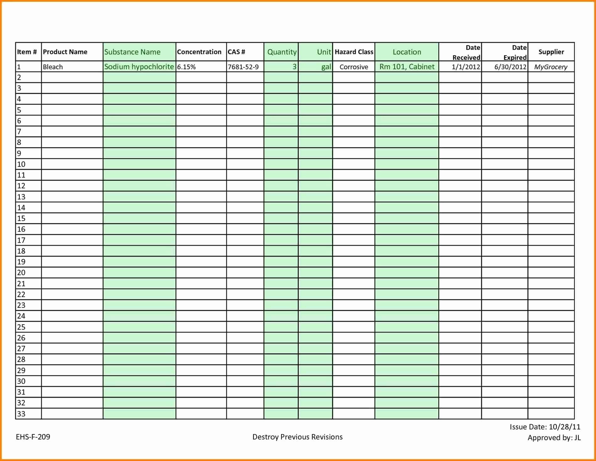 Bar Stock Control Sheet Excel Lovely Inventory Count Template Document