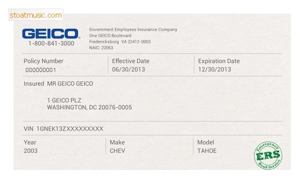 Beautiful Geico Insurance Card Template Auto Quote Enchanting Document