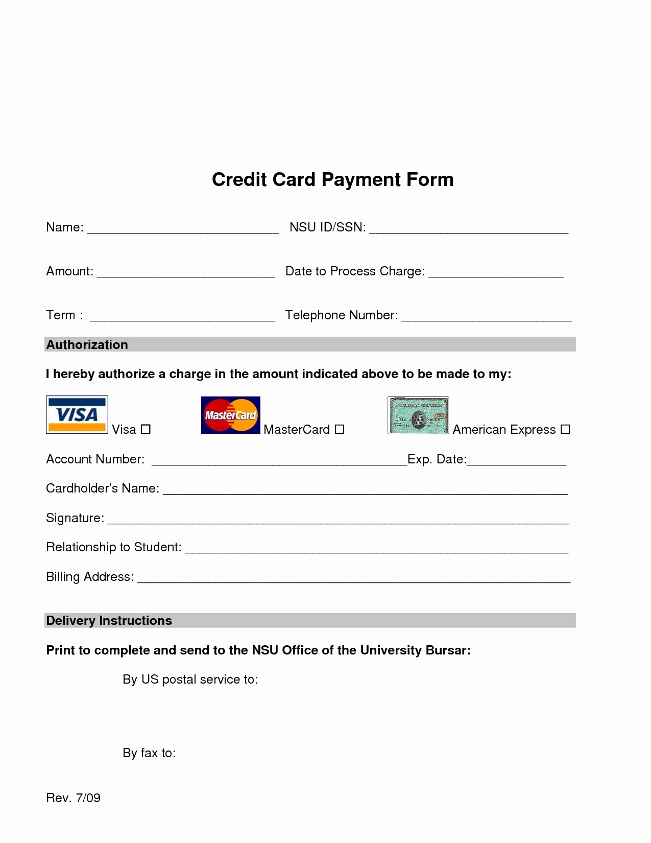 Blank Credit Card Form Unique DOCUMENTS Document
