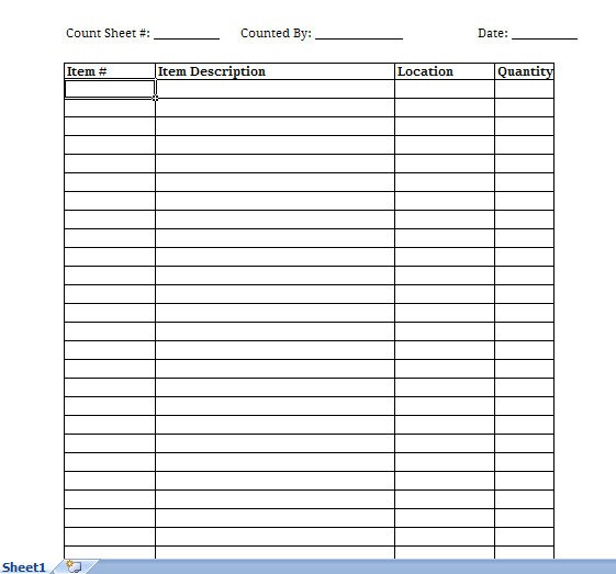 Blank Inventory Spreadsheet Tier Crewpulse Co Document