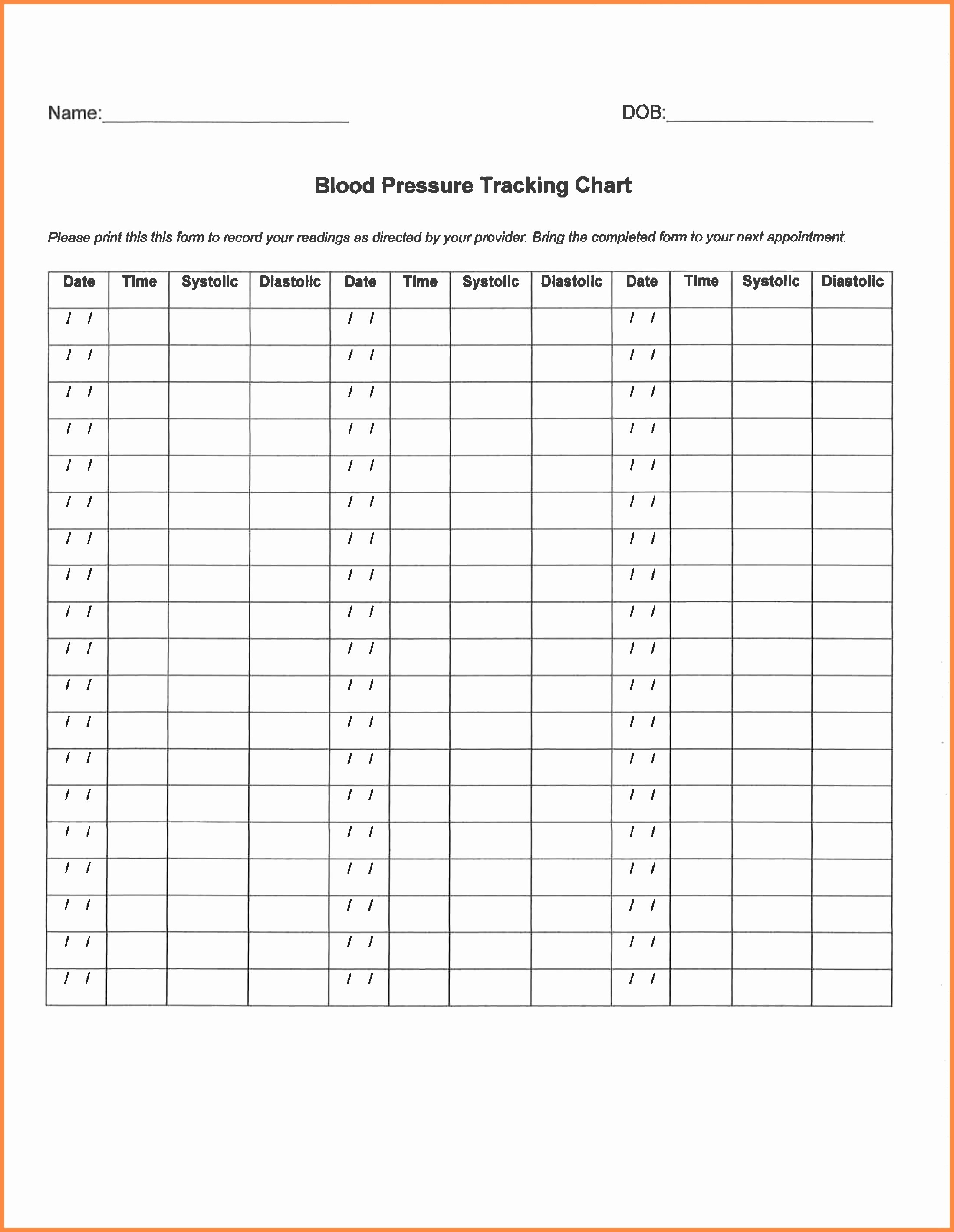 Blood Pressure Log Template Excel Luxury Tracking Document Chart