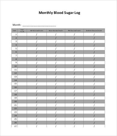 Blood Sugar Log 7 Free Word Excel PDF Documents Download Document Diabetes Sheet Monthly