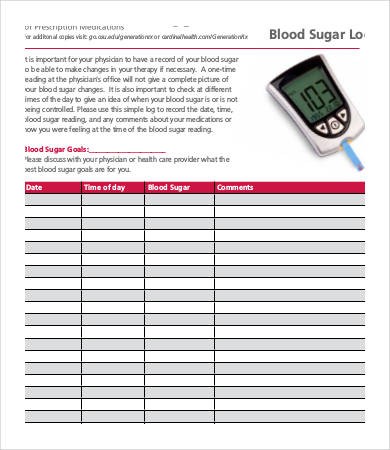 Blood Sugar Log 7 Free Word Excel PDF Documents Download Document Template